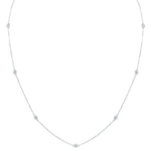 1/2 Carat TW Bezel Set Diamond Station Necklace in 14K White Gold- PDF61298
