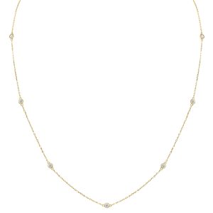 1/2 Carat TW Bezel Set Diamond Station Necklace in 14K Yellow Gold- PDF61299