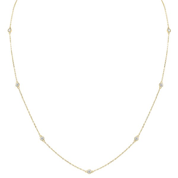 1/2 Carat TW Bezel Set Diamond Station Necklace in 14K Yellow Gold- PDF61299