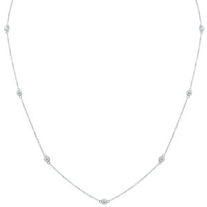 3/4 Carat TW Bezel Set Diamond Station Necklace in 14K White Gold- PDF61301