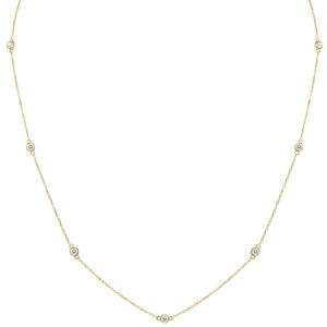 3/4 Carat TW Bezel Set Diamond Station Necklace in 14K Yellow Gold- PDF61302