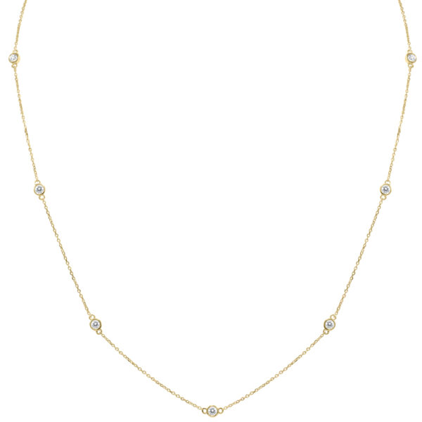 3/4 Carat TW Bezel Set Diamond Station Necklace in 14K Yellow Gold- PDF61302