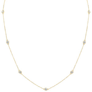 1 Carat TW Bezel Set Diamond Station Necklace in 14K Yellow Gold- PDF61305