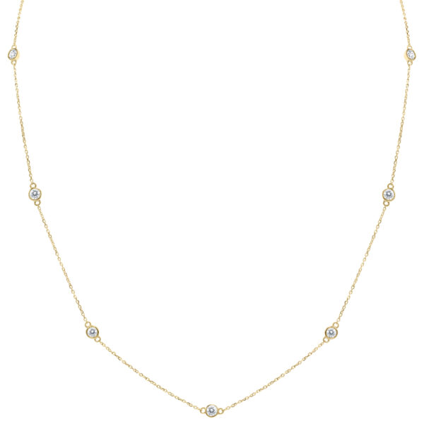 1 Carat TW Bezel Set Diamond Station Necklace in 14K Yellow Gold- PDF61305