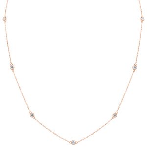 1 Carat TW Bezel Set Diamond Station Necklace in 14K Rose Gold- PDF61306
