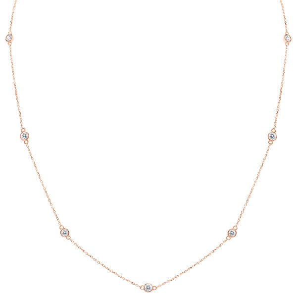 1 Carat TW Bezel Set Diamond Station Necklace in 14K Rose Gold- PDF61306