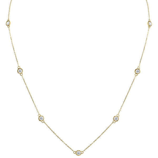 2 Carat TW Bezel Set Diamond Station Necklace in 14K Yellow Gold- PDF61311