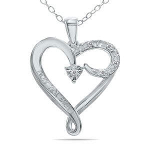 Diamond I LOVE YOU MOM Heart Necklace in.925 Sterling Silver- PDF61317