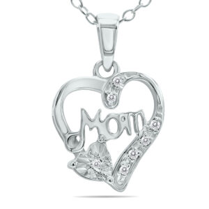 Diamond Accent Mom Heart Necklace in.925 Sterling Silver- PDF61319