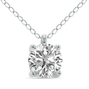 Lab Grown 1 Carat Diamond Solitaire Pendant in 14K White Gold (F-G Color, VVS1-VVS2 Clarity)- PDF61363LD