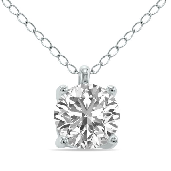 Lab Grown 1 Carat Diamond Solitaire Pendant in 14K White Gold (F-G Color, VVS1-VVS2 Clarity)- PDF61363LD