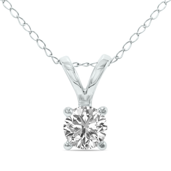 Lab Grown 1/2 Carat Diamond Solitaire Pendant in 14K White Gold (F-G Color, VVS1-VVS2 Clarity)- PDF61366LD
