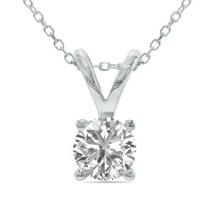 Lab Grown 3/4 Carat Diamond Solitaire Pendant in 14K White Gold- PDF61367LD