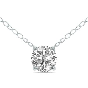 Lab Grown 1/2 Carat Floating Round Diamond Solitaire Pendant in 14K White Gold (F-G Color, VVS1-VVS2 Clarity)- PDF61368LD