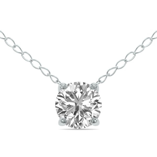 Lab Grown 1/2 Carat Floating Round Diamond Solitaire Pendant in 14K White Gold (F-G Color, VVS1-VVS2 Clarity)- PDF61368LD