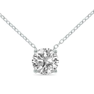 Lab Grown 3/4 Carat Floating Round Diamond Solitaire Pendant in 14K White Gold (F-G Color, VVS1-VVS2 Clarity)- PDF61369LD