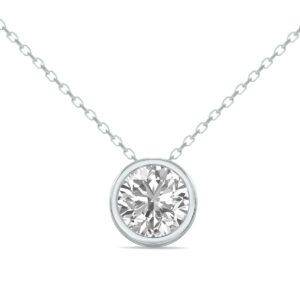 IGI Certified 3/4 Carat Lab Grown Diamond Bezel Pendant in 14K White Gold- PDF61371LDIGI