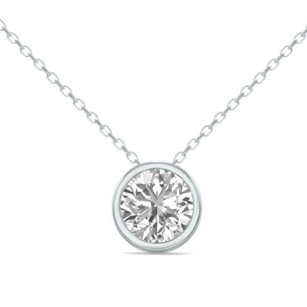 IGI Certified 3/4 Carat Lab Grown Diamond Bezel Pendant in 14K White Gold- PDF61371LDIGI