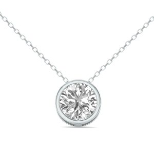 IGI Certified 1 Carat Lab Grown Diamond Bezel Pendant in 14K White Gold- PDF61372LDIGI