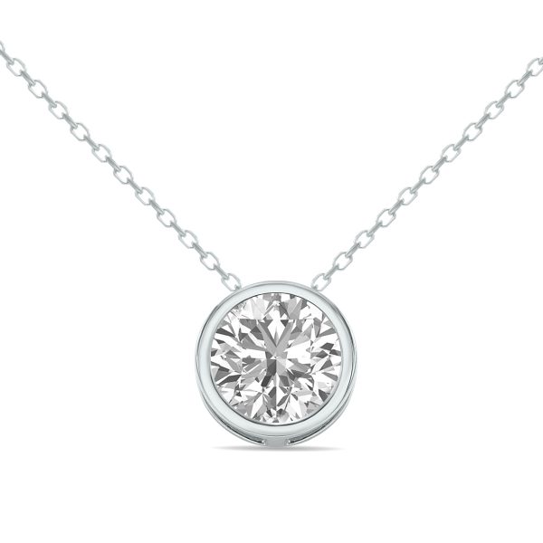 IGI Certified 1 Carat Lab Grown Diamond Bezel Pendant in 14K White Gold- PDF61372LDIGI