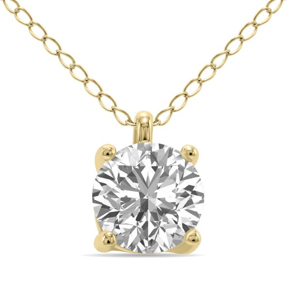 Lab Grown 1 Carat Diamond Solitaire Pendant in 14K Yellow Gold (F-G Color, VVS1-VVS2 Clarity)- PDF61379LD