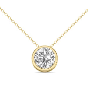 IGI Certified 1 Carat Lab Grown Diamond Bezel Pendant in 14K Yellow Gold- PDF61388LDIGI