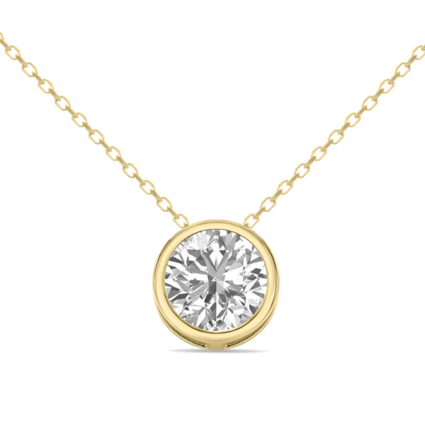 IGI Certified 1 Carat Lab Grown Diamond Bezel Pendant in 14K Yellow Gold- PDF61388LDIGI