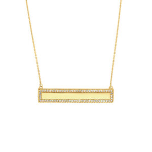 1/3 CTW 14K Solid Yellow Gold and Natural Diamond Adjustable Bar Necklace- PDF61453