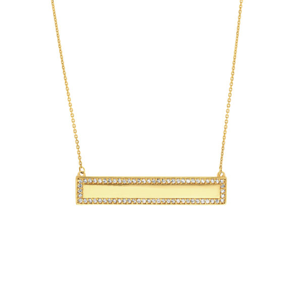 1/3 CTW 14K Solid Yellow Gold and Natural Diamond Adjustable Bar Necklace- PDF61453