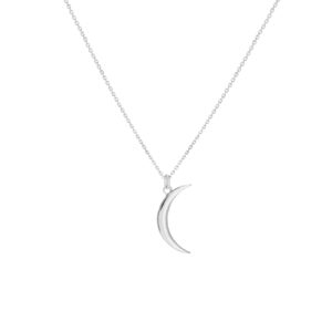 14K Solid White Gold Dainty Crescent Necklace- PDF61454