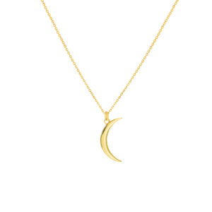 14K Solid Yellow Gold Dainty Crescent Necklace- PDF61456
