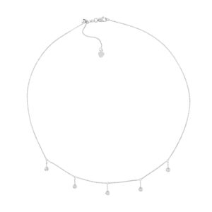 14K Solid White Gold 1/6 CTW Diamond Bezel Drop Necklace- PDF61460