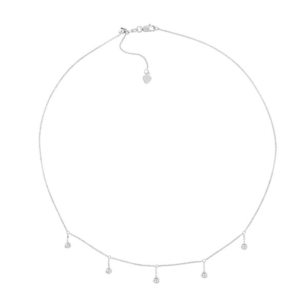 14K Solid White Gold 1/6 CTW Diamond Bezel Drop Necklace- PDF61460