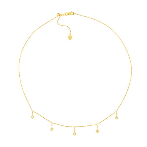 14K Yellow Gold 1/6 CTW Diamond Bezel Drop Necklace- PDF61462