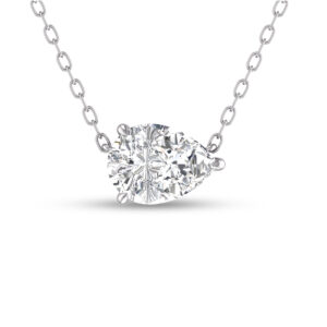 Lab Grown 1/2 Carat Floating Pear Shaped Diamond Solitaire Pendant in 14K White Gold- PDF61550LD