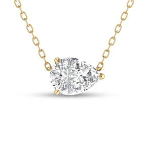 Lab Grown 1/2 Carat Floating Pear Shaped Diamond Solitaire Pendant in 14K Yellow Gold- PDF61551LD