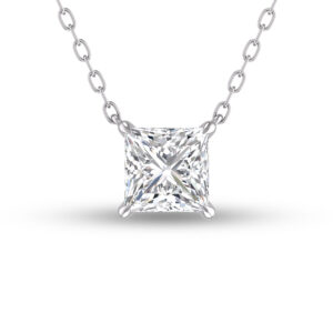 Lab Grown 1/2 Carat Floating Princess Cut Diamond Solitaire Pendant in 14K White Gold- PDF61552LD