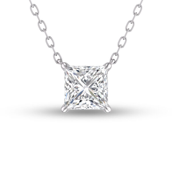 Lab Grown 1/2 Carat Floating Princess Cut Diamond Solitaire Pendant in 14K White Gold- PDF61552LD