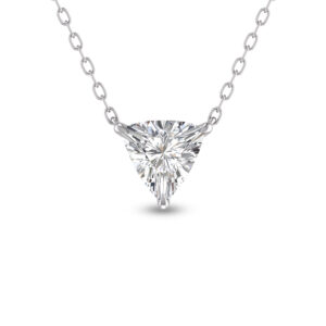 Lab Grown 1/2 Carat Floating Trillion Shaped Diamond Solitaire Pendant in 14K White Gold- PDF61554LD