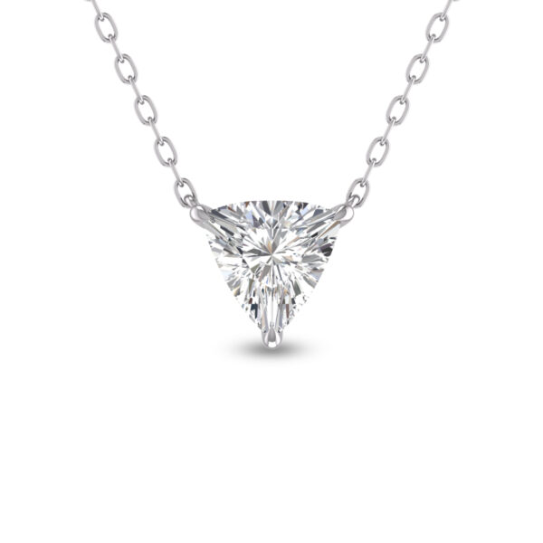 Lab Grown 1/2 Carat Floating Trillion Shaped Diamond Solitaire Pendant in 14K White Gold- PDF61554LD