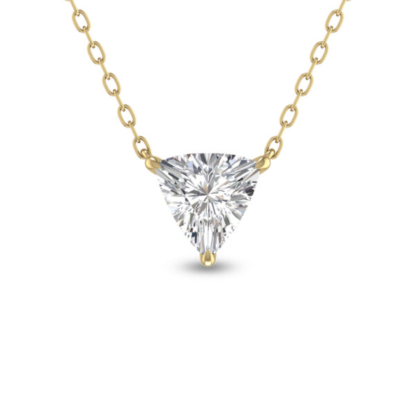 Lab Grown 1/2 Carat Floating Trillion Shaped Diamond Solitaire Pendant in 14K Yellow Gold- PDF61555LD