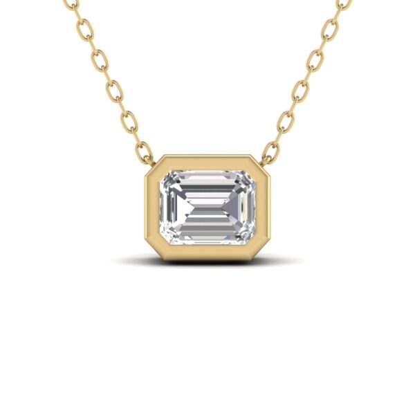 Lab Grown 1/2 Carat Emerald Cut Bezel Set Diamond Solitaire Pendant in 14K Yellow Gold- PDF61557LD