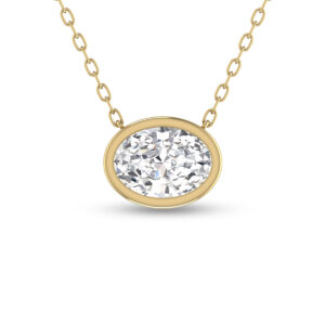 Lab Grown 1/2 Carat Oval Bezel Set Diamond Solitaire Pendant in 14K Yellow Gold- PDF61561LD