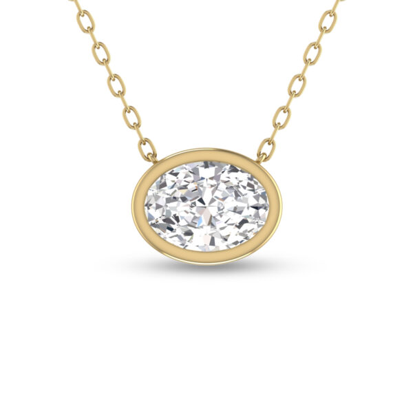 Lab Grown 1/2 Carat Oval Bezel Set Diamond Solitaire Pendant in 14K Yellow Gold- PDF61561LD
