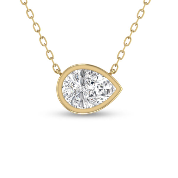 Lab Grown 1/2 Carat Pear Shaped Bezel Set Diamond Solitaire Pendant in 14K Yellow Gold- PDF61563LD