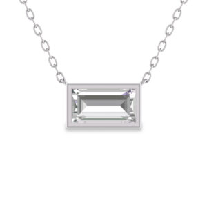 Lab Grown 1/2 Carat Baguette Bezel Set Diamond Solitaire Pendant in 14K White Gold- PDF61568LD