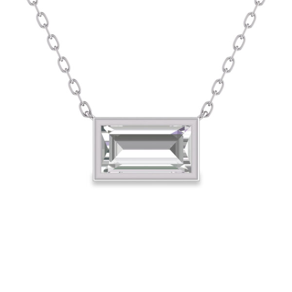 Lab Grown 1/2 Carat Baguette Bezel Set Diamond Solitaire Pendant in 14K White Gold- PDF61568LD
