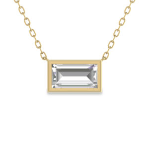 Lab Grown 1/2 Carat Baguette Bezel Set Diamond Solitaire Pendant in 14K Yellow Gold- PDF61569LD