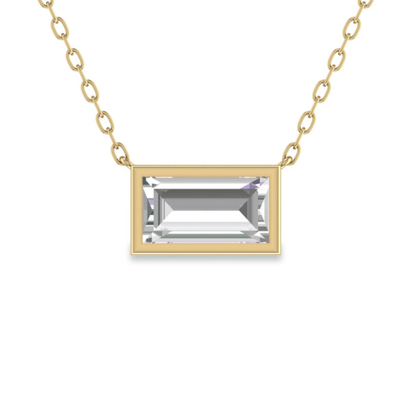 Lab Grown 1/2 Carat Baguette Bezel Set Diamond Solitaire Pendant in 14K Yellow Gold- PDF61569LD