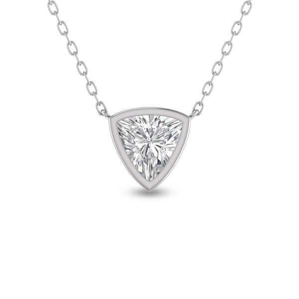 Lab Grown 1/2 Carat Trillion Shaped Bezel Set Diamond Solitaire Pendant in 14K White Gold- PDF61570LD